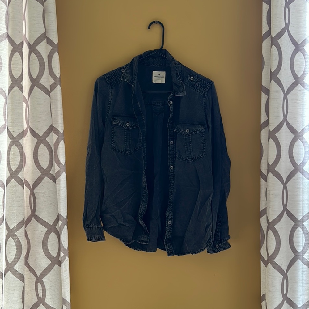 Blackish Grey American Eagle soft button up